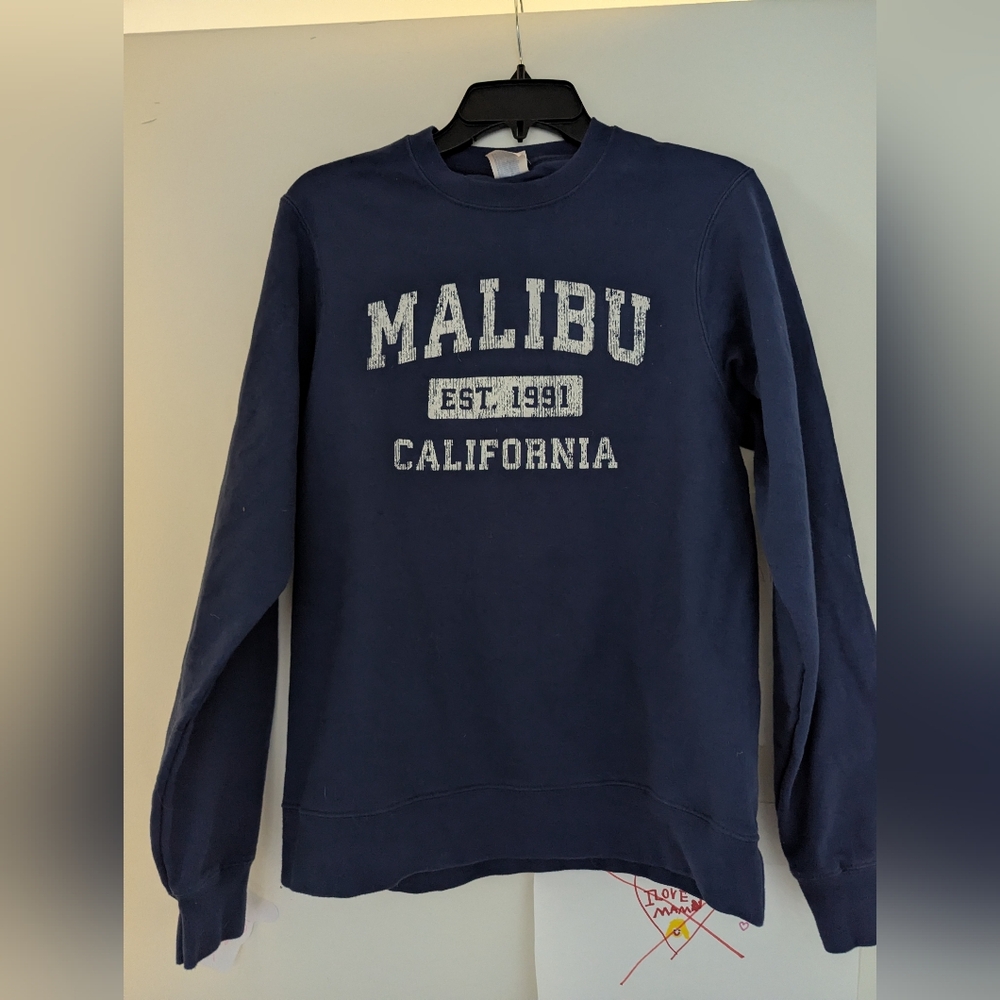 Malibu California Navy Blue Sweatshirt Small Medium